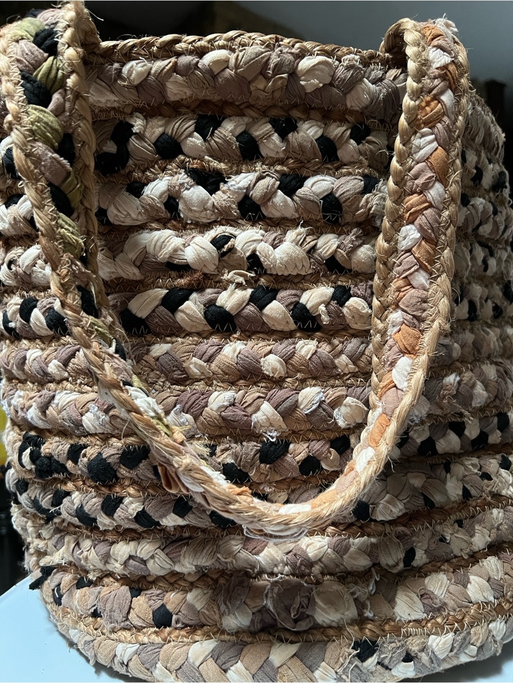 Magid Boho Braided Jute Tote Bag Beach Resort Cotton Straw Basket Shoulder Purse
